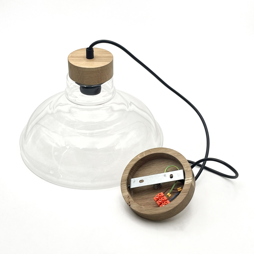 Пендел на кабел SINGLE 1xE27/60W/230V диам. 28 см дъб