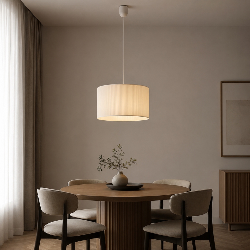 Пендел на кабел SIRJA PLISADO 1xE27/15W/230V Ø 35 см кремав