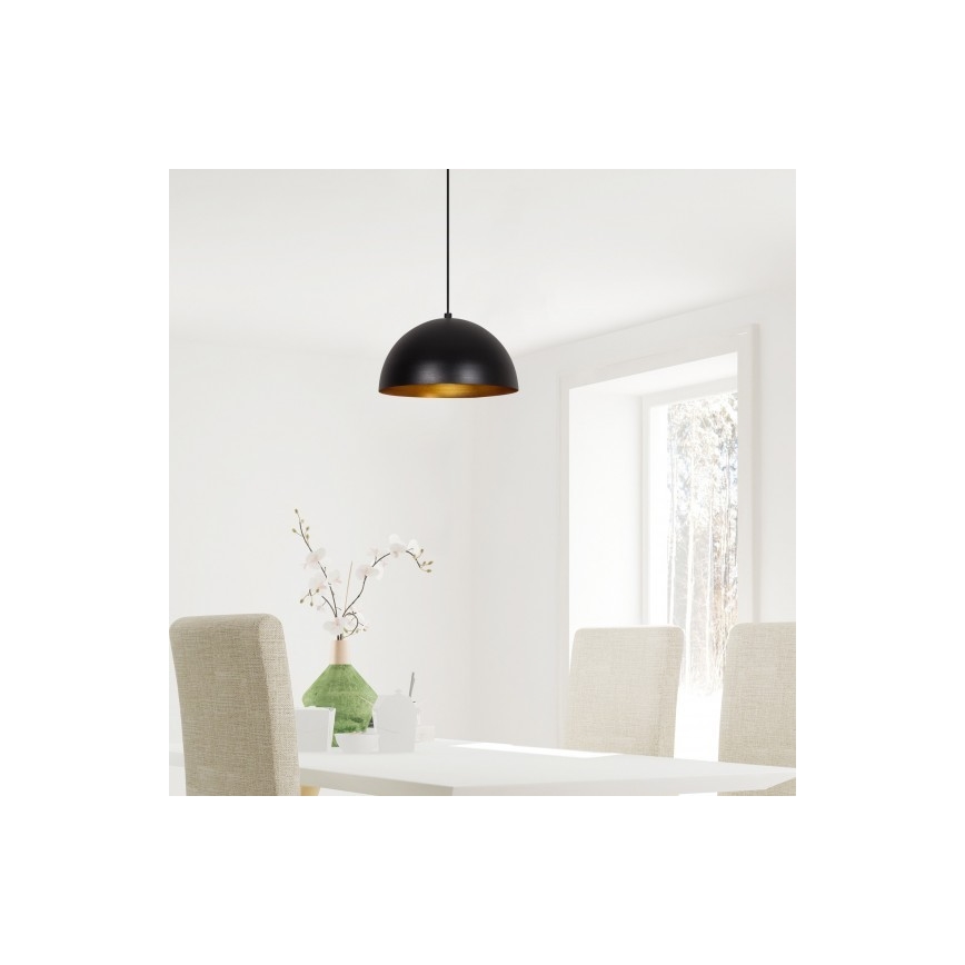 Пендел на кабел SIVANI 1xE27/40W/230V Ø 30 см черен/меден