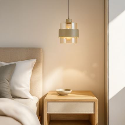 Пендел на кабел VALENTINO 1xE27/15W/230V бежов/прозрачен