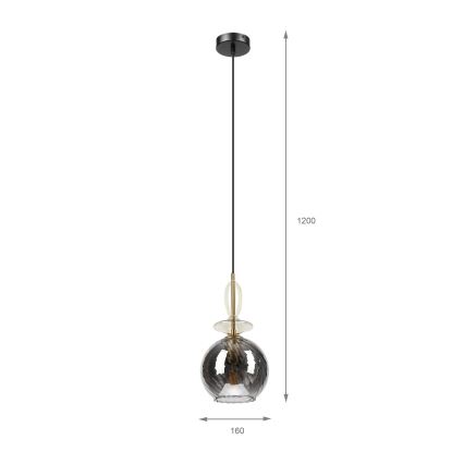 Пендел на кабел VELLO 1xE27/15W/230V черен/димчато бежов/черен