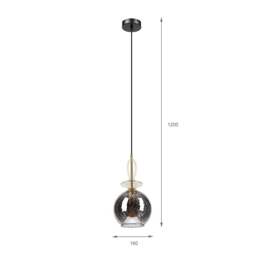 Пендел на кабел VELLO 1xE27/15W/230V черен/димчато бежов/черен