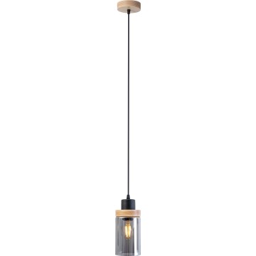Пендел на кабел WOODNEST 1xE27/15W/230V бор/опушено черно