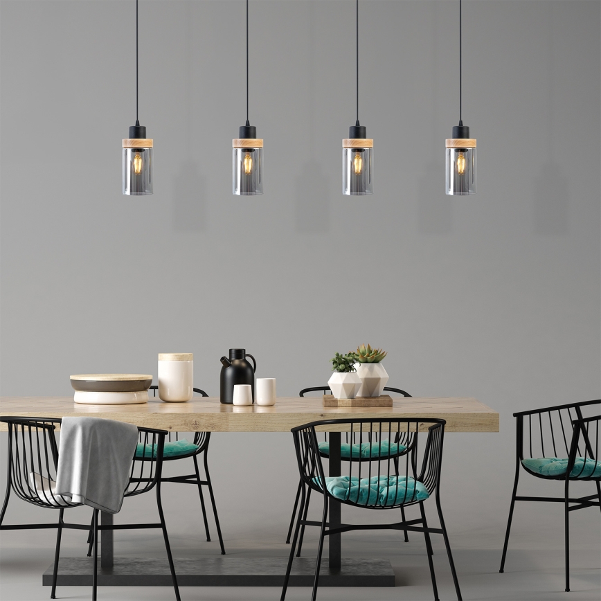 Пендел на кабел WOODNEST 1xE27/15W/230V бор/опушено черно