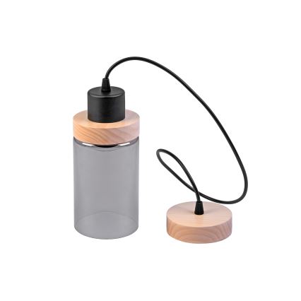 Пендел на кабел WOODNEST 1xE27/15W/230V бор/опушено черно