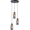 Пендел на кабел WOODNEST 3xE27/15W/230V бор/димно черен