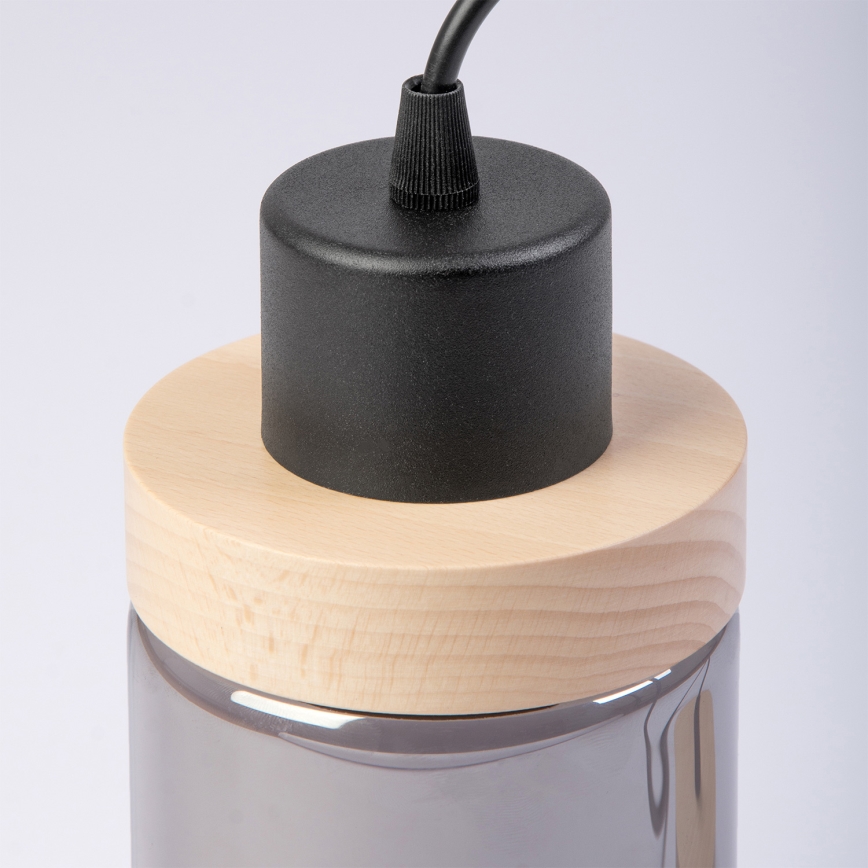 Пендел на кабел WOODNEST 3xE27/15W/230V бор/димно черен