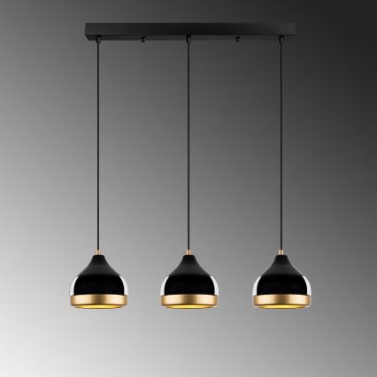 Пендел на кабел YILDO 3xE27/40W/230V черен/златист