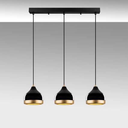 Пендел на кабел YILDO 3xE27/40W/230V черен/златист