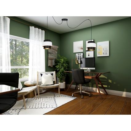 Пендел NESS 2xE27/60W/230V паяк черен/бял