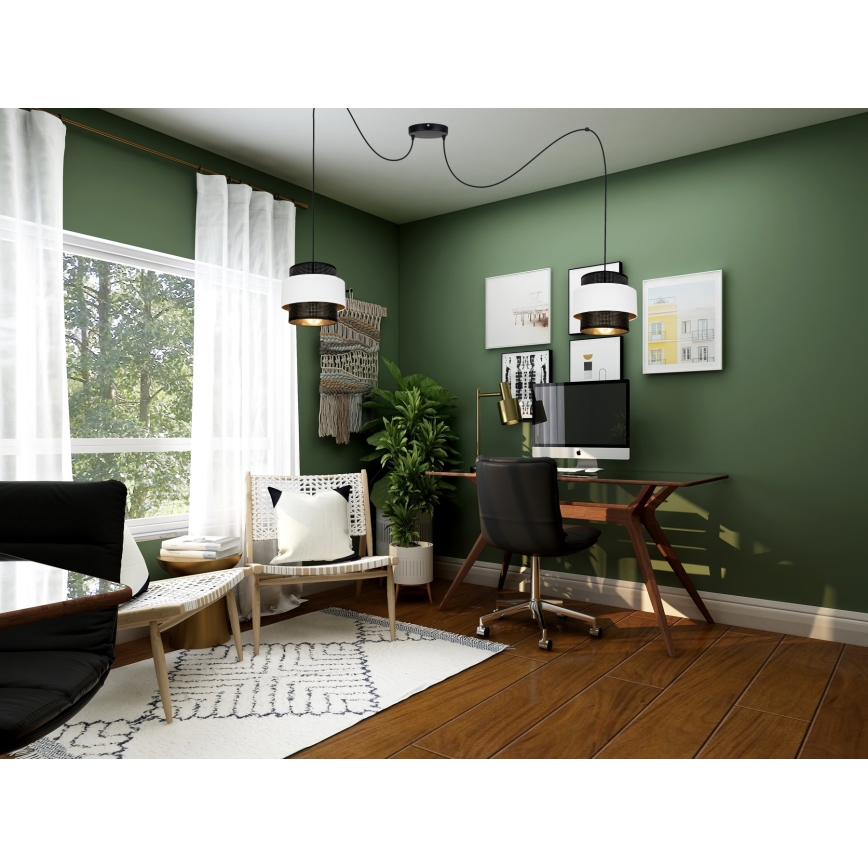 Пендел NESS 2xE27/60W/230V паяк черен/бял