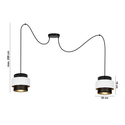 Пендел NESS 2xE27/60W/230V паяк черен/бял