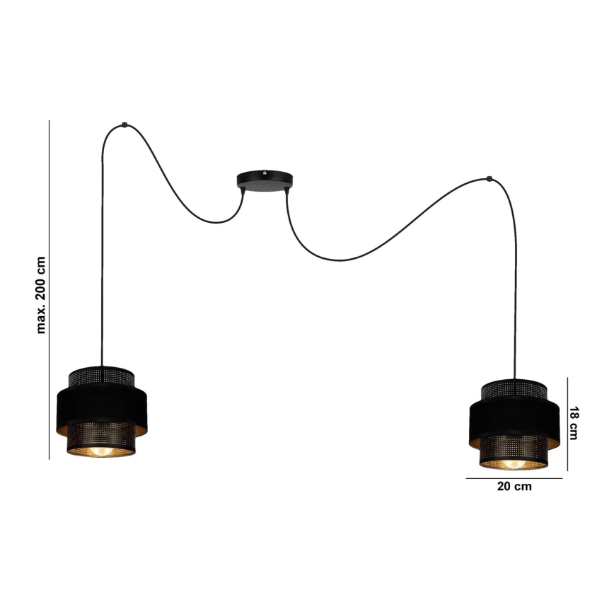 Пендел NESS 2xE27/60W/230V паяк черен