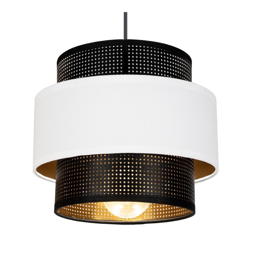 Пендел NESS 2xE27/60W/230V Ø 30 см черен/бял