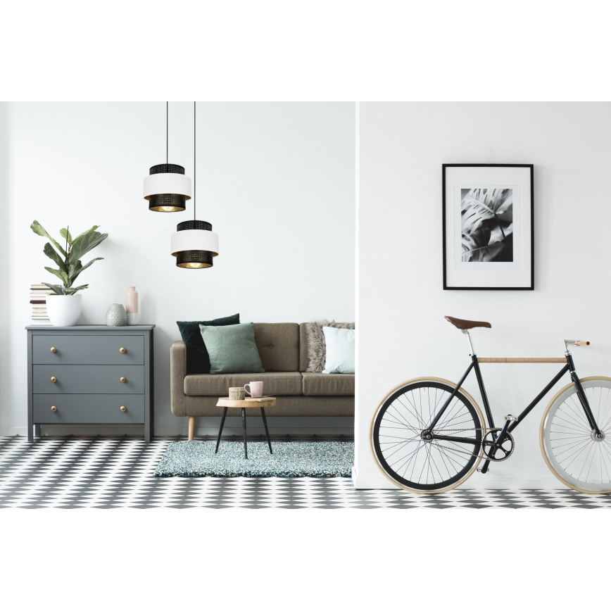 Пендел NESS 2xE27/60W/230V Ø 30 см черен/бял