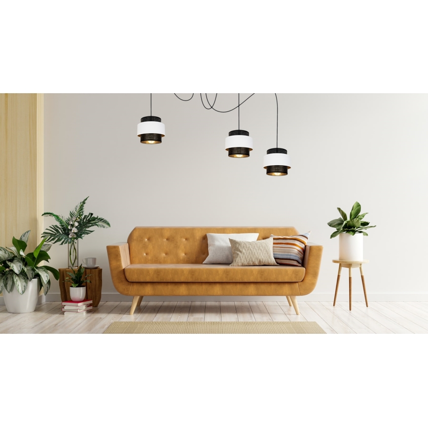 Пендел NESS 3xE27/60W/230V паяк черен/бял