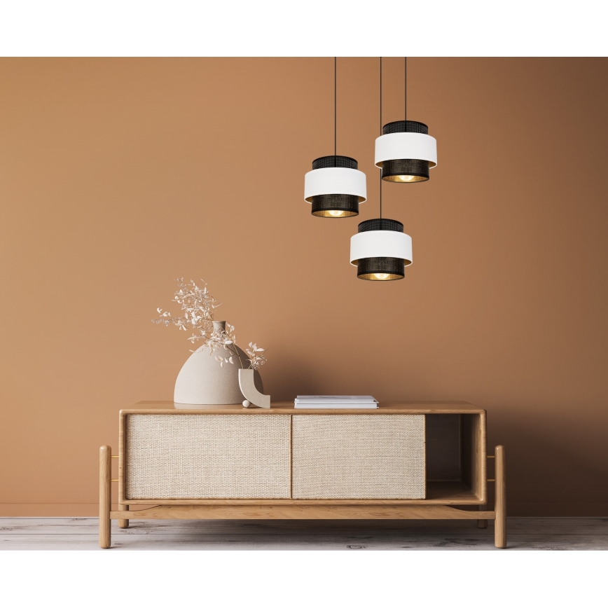 Пендел NESS 3xE27/60W/230V Ø 45 см черен/бял