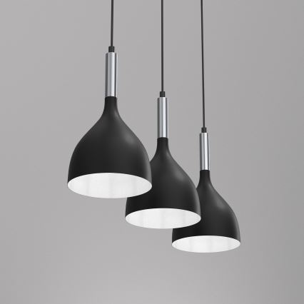 Пендел NOAK 3xE27/15W/230V черен/лъскав хром