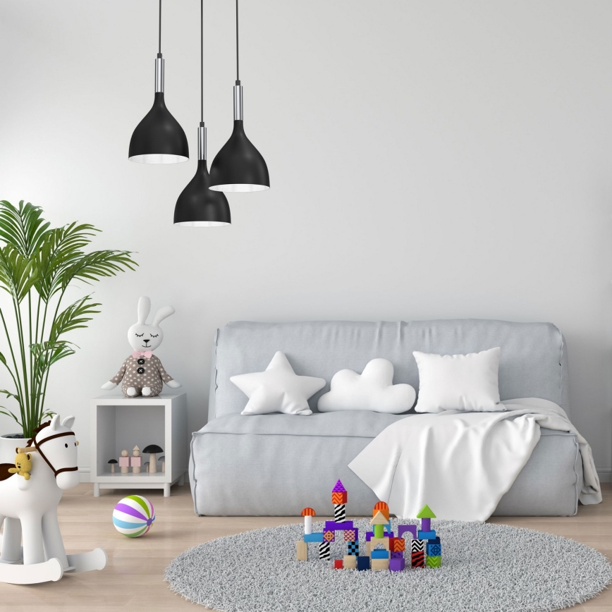 Пендел NOAK 3xE27/15W/230V черен/лъскав хром