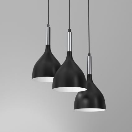 Пендел NOAK 3xE27/15W/230V черен/лъскав хром