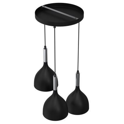 Пендел NOAK 3xE27/15W/230V черен/лъскав хром