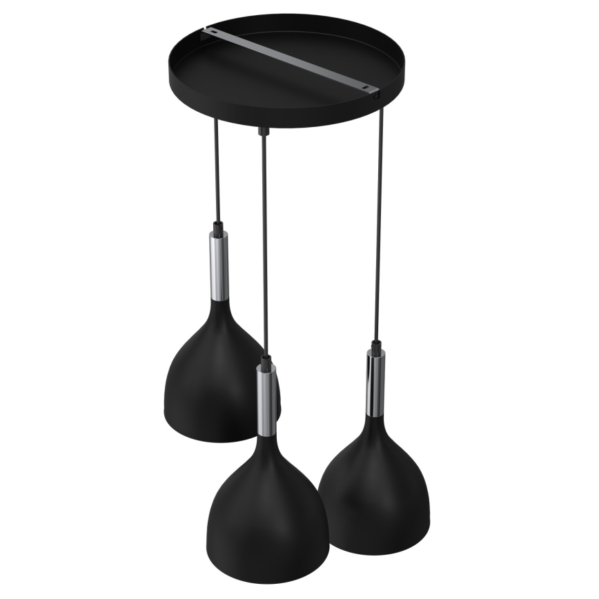 Пендел NOAK 3xE27/15W/230V черен/лъскав хром