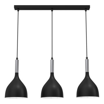 Пендел NOAK 3xE27/15W/230V черен/лъскав хром