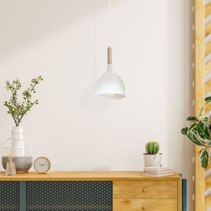 Пендел NOAK WOOD 1xE27/15W/230V бял/бук