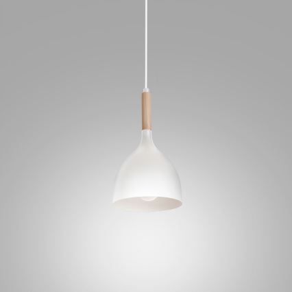 Пендел NOAK WOOD 1xE27/15W/230V бял/бук
