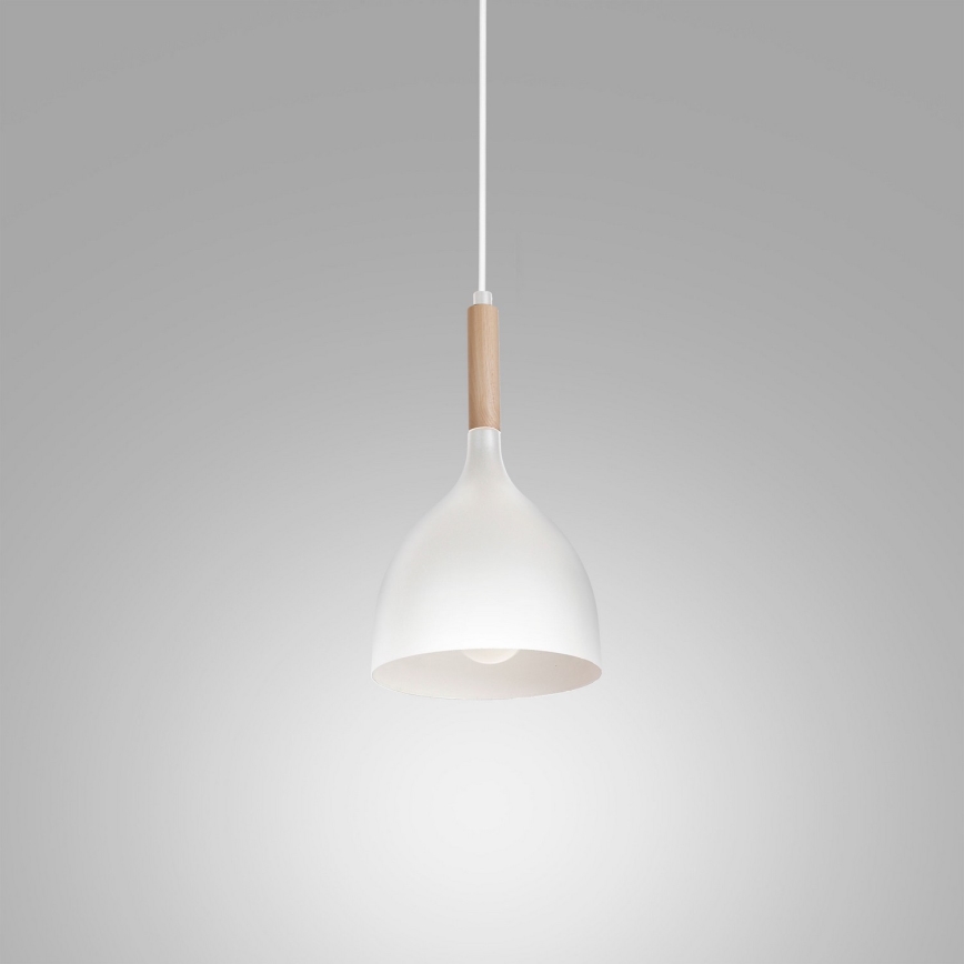 Пендел NOAK WOOD 1xE27/15W/230V бял/бук