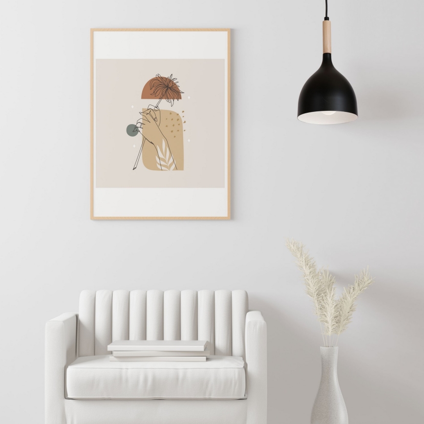 Пендел NOAK WOOD 1xE27/15W/230V черен/бук