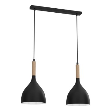 Пендел NOAK WOOD 2xE27/15W/230V черен/бук