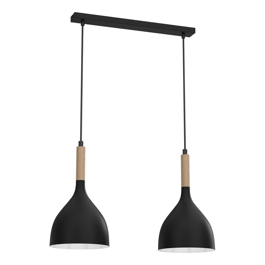 Пендел NOAK WOOD 2xE27/15W/230V черен/бук