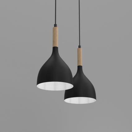 Пендел NOAK WOOD 2xE27/15W/230V черен/бук