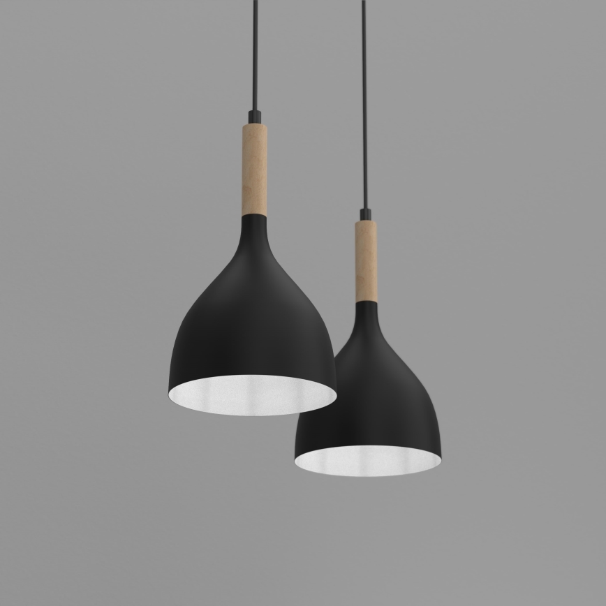Пендел NOAK WOOD 2xE27/15W/230V черен/бук