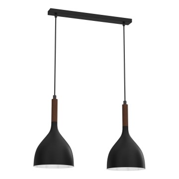Пендел NOAK WOOD 2xE27/15W/230V черен/бук