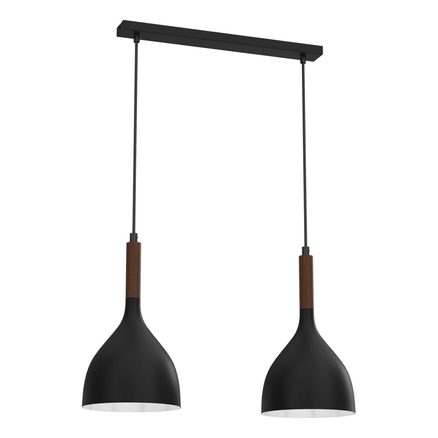 Пендел NOAK WOOD 2xE27/15W/230V черен/бук