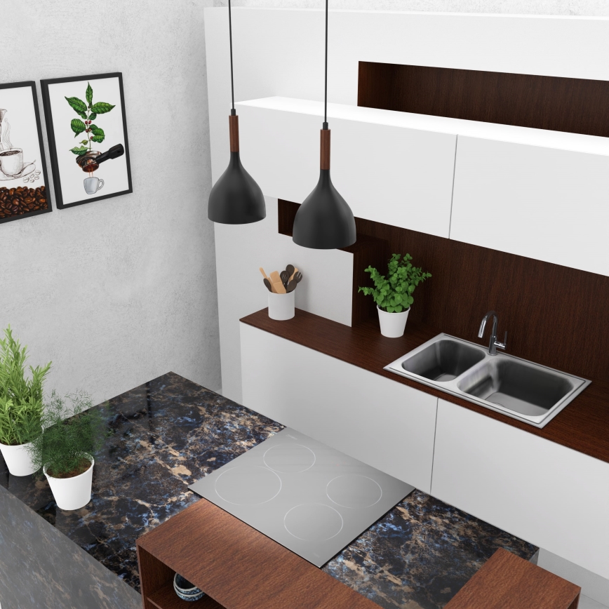 Пендел NOAK WOOD 2xE27/15W/230V черен/бук