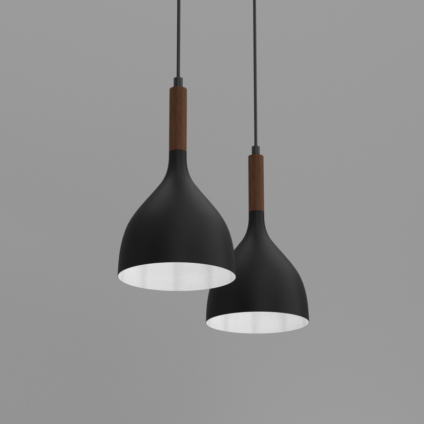 Пендел NOAK WOOD 2xE27/15W/230V черен/бук