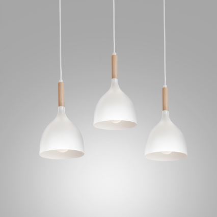 Пендел NOAK WOOD 3xE27/15W/230V бял/бук