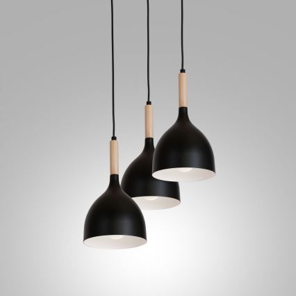 Пендел NOAK WOOD 3xE27/15W/230V черен/бук