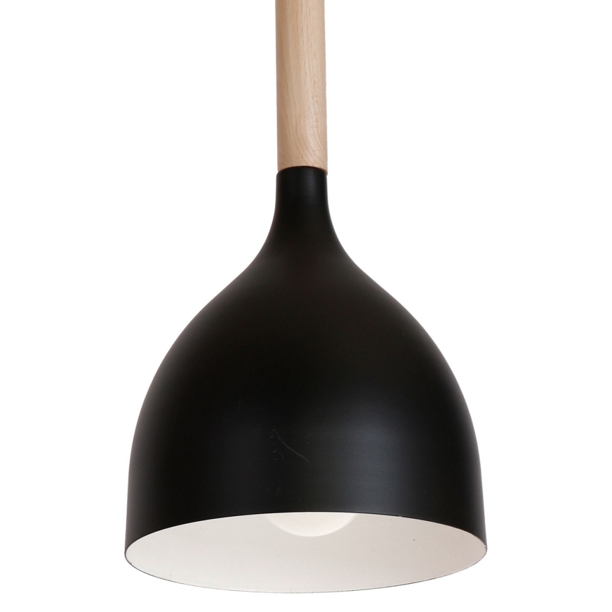 Пендел NOAK WOOD 3xE27/15W/230V черен/бук