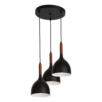 Пендел NOAK WOOD 3xE27/15W/230V черен/бук