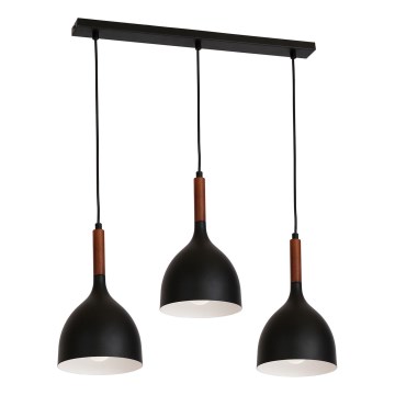 Пендел NOAK WOOD 3xE27/15W/230V черен/бук