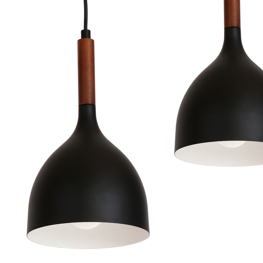 Пендел NOAK WOOD 3xE27/15W/230V черен/бук