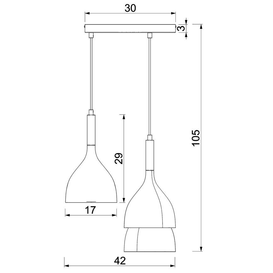 Пендел NOAK WOOD 3xE27/15W/230V черен/бук