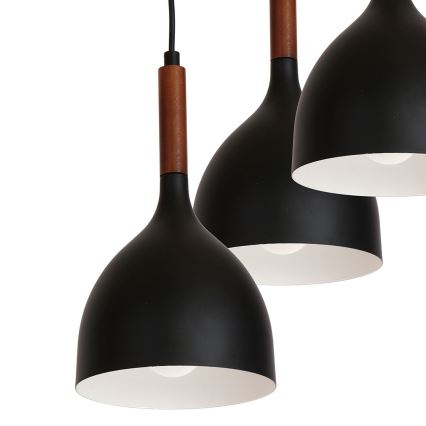 Пендел NOAK WOOD 3xE27/15W/230V черен/бук