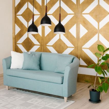 Пендел NOAK WOOD 3xE27/15W/230V черен/бук