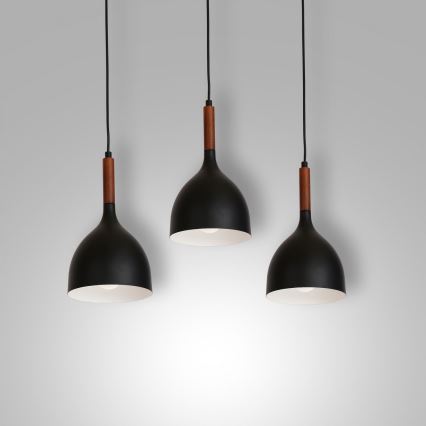 Пендел NOAK WOOD 3xE27/15W/230V черен/бук