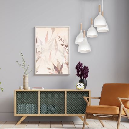 Пендел NOAK WOOD 5xE27/15W/230V бял/бук